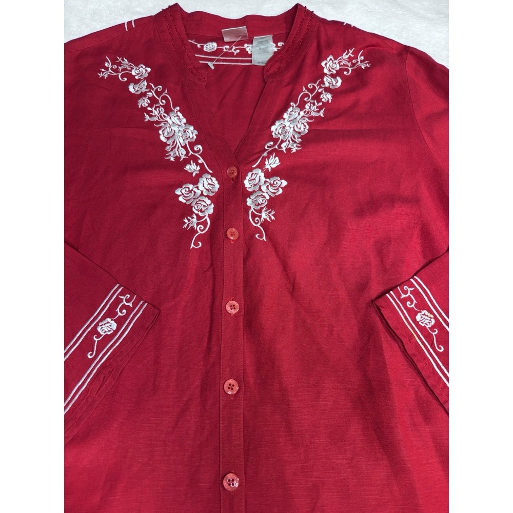 Emma James Woman Size 20 W Red with White trim Linen Blend